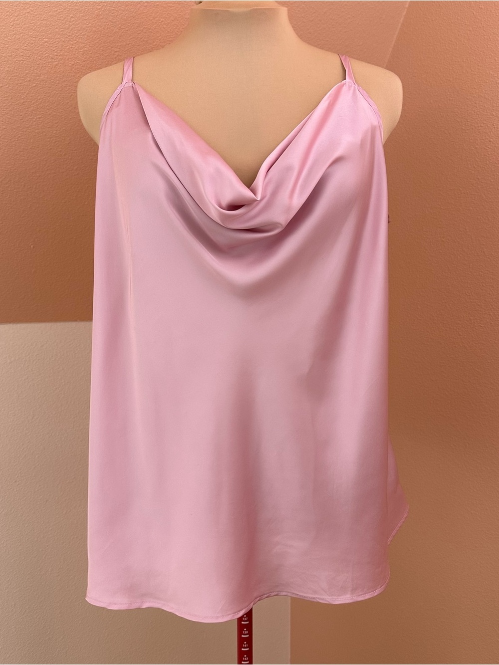 Torrid Satin Cowl Neck Cami Womens 1X (14/16) Blush Pink Adjustable Straps
